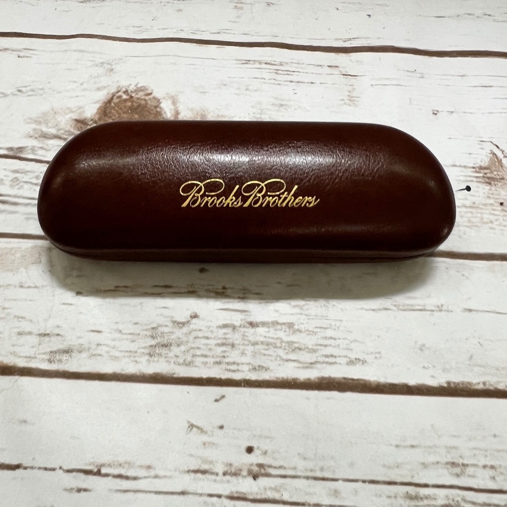 Brooks Brothers Eyeglass Case Brown Hard Shell Gold Logo OS